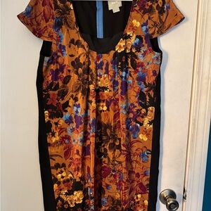 Maeve Orange and Blue Floral Silk Dress